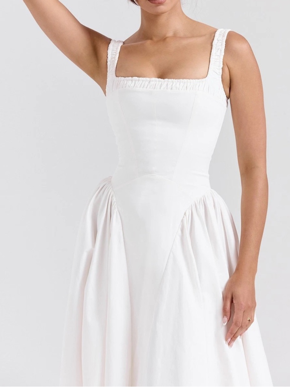 House of CB Dorothy White Square-Neck dress